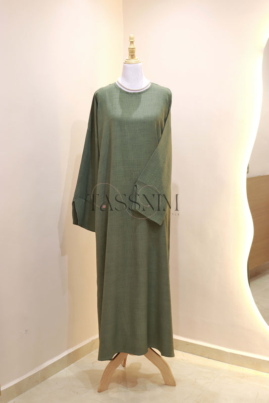 ☀️SUMMER TRENDY AABAYA ☀️ OLIVE_GREEN - Image 1